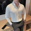 Men's Casual Shirts 2023 Men Spring High Quality Crepe Pressed Business Shirts/Male Slim Fit Dress Plus Size S-3XL