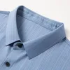 Mäns casual skjortor 2023 Summer Thin Short Sleeve Shirt Classic Stripe Lapel Elastic Business Office Brand Clothes Black Blue