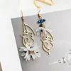 Dangle Earrings Design Sense Fashion Jewelry非対称の美しさの花の花女性日本語と韓国の気質タッセルイヤリング。