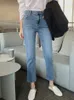 Dżinsowe dżinsy Pockets chłopak dżinsy kobiety rozciągnij niebieskie czarne damskie damne dżinsowe spodnie prasowane spodnie dżinsy streetwearne 230424