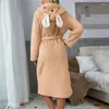 Women's Sleepwear Cute Adults Animal Flannel Bath Robe Women Bathrobe Nightgown Thick Warm Winter Ear Plush Pajamas