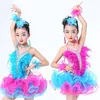 Stadium Slijtage Meisjes Kids Moderne Latin Lovertjes Ballroom Party Dansen Jurk Kind Tutu Kleding Voor Dancewear Kostuum