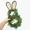 Decorative Flowers Easter Wreath For Front Door Green Leaves Burlap Bow Artificial Festive Ornaments Home Party Decorations