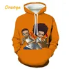 Moletom com capuz masculino/feminino casual jovem boondocks 3d impresso moletom moda anime harajuku suéter