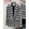 Kvinnors kostymer Stylish Tjock Plaid Blazer Suit Jacket 2023 Autumn Winter Blazers Korean Långärmad enkelbröstrockar Girls Top 42