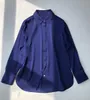 Women's Blouses Shirts Women High-end Long Sleeve Silk Blend Lapel Solid Color Blouse Shirt - Ladies Black/Blue/Purple Top On Sale 230424