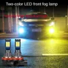 New Car Led Front Fog Lamp Bulb Super Bright H11 9006 881 H3 Two-Color Flash Fog Lamp Red Blue White Pink Green Yellow 3030 chip