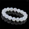 Braccialetti di agata bianca naturale del filo 6mm 8mm 10mm perline gemma pietra braccialetto fortunato elastico per donna uomo regali semplici gioielli di fascino