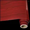 Wallpapers Paint Imitation Wood Grain Wallpaper Kitchen Refrigerator Wall Renovation Decoration Bright Red Maple Sticker