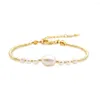 Link Bracelets Go2BoHo Real Freshwater Pearl Bracelet Gold Color Miyuki Seed Beaded Chain Adjustable For Women Fashion Jewelry Gifts