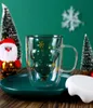 8oz s Kerst Evenement Cup Kerstboom Koffie Mok Thee Mok Hoge Kwaliteit Borosilicaatglas Dubbeldekker Cup2681460