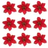 Dekorativa blommor 24st Artificial Poinsettia Flower Christmas Glitter Decoration Diy Wreath Wedding Tree Ornament (