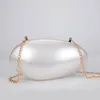 Kvällspåsar Pearl Acrylic Evening Bags Designer Luxury Clutch Purse Mini Women's Wallet Shell Chain Shoulder Crossbody Wedding Party Handbag 231123