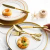 Dinnerware Sets 12pcs Retro Luxury Gold Set Wedding Festival Party Tableware Stainless Steel Silverware Flatware Knife Fork Spoon