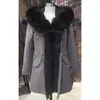 Women's Down Parka Winter Coat Jacket Rccoon Collar Detachable Rabbit Fur Liner Classic 93cm Length Quality Fabric 16079 D02 231123