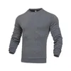 Suéter masculino leve outono inverno cor sólida manga comprida camiseta solta ajuste waffle textura tops para assentamento casual