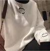 新しい女性のカジュアルデザイナークラシックファッションスリムフィットソフトニットプルオーバージッパーフード付きセーターホワイト刺繍c-letterカーディガンの女性セーターアンダーシャツ