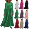 Casual Dresses 2023 Ladies Long Dress Loose Fitting Sleeved Skirt With Round Neck Asymmetrical Swaying Layered Beach Boho For Summer