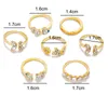 Anéis de banda 4 pçs / set Bohemian Ring Set para Mulheres Cristal Zircon Folha Borboleta Flor Onda Geométrica Metal Knuckle Jóias 231123