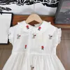 23SS kızlar elbise kısa kollu elbise prenses elbiseler çocuk tasarımcısı kıyafetler bebek yaka yaka tavşan çiçek nakış büyük kızlar gömlek etek çocuk kıyafetleri