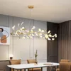 Pendellampor ljuskrona restaurang modern minimalistisk kreativ ginkgo blad nordisk lyx lång matbord bar in lampor