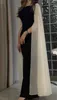 Ny ankomst Evening Pageant Dress 2024 Elegant Champagne Cape Sleeve Black Trumpet Women Prom Formal Party Gowns Robe de Soiree