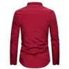 Men's Casual Shirts Mens Print Shirt Formal Classic Collar Long Sleeve Blouse Lapel Top Double T- Male Breathable Tops
