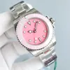 女性が自動機械デザイナーを見るピンクレディー腕時計40mmモントレデクルス
