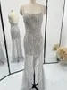 Robes de soirée gris jarretelles doux Simple bustier tubulaire gaze fendue robe de soirée jupe M1376