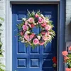 Faux Floral Greenery 50 cm Haustürkranz Rose Künstliche Blumen Girlande zum Aufhängen grüner Blätter draußen für Hintergrund Festival Party Fenster Urlaub 231123