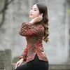 Ethnische Kleidung Cheongsam Frauen Tang Kostüm Tops 2023Winter Baumwollmischung Drucke Spleißen Verdickung Warme Chinesische Art Qipao Retro Shirts W