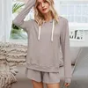 여성 트랙 슈트 2023 가을 단색 잠옷 세트 여성 홈웨어 라운지웨어 PJ Sleep Homewear Ladies Suit