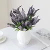 Faux Floral Greenery 5 Forks 15 Flowers Flocking Lavender Sztuczne rośliny do dekoracji ślubnej świąteczne dekoracje domowe dekoracja ogrodowa garnek roślinny 231123