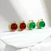 Hoop oorbellen Dodohao Leuke kleine rode groene hars stenen metaal vintage trend voor vrouwen meisje dagelijkse sieraden cadeau 2023