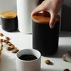 Ceramic Food Storage Jar Canister Modern Design Food Canisters with Airtight Seal Bamboo Lid