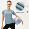 Kvinnor T-shirt Löst montering Casual Sports Short Sleeved Ice Breattable Running Training Moisture Absorption Snabbtorkning Fitness Top