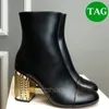 Mode Cap Toe Zipper Perles Bow Embelli Bottines Bottines noir blanc femmes bottes de créateur femmes chaussures de luxe