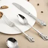 Dinnerware Sets Nordic Creativity Silver Cutlery Set Retro Metal Eco Friendly Elegant Life Juegos De Vajilla Home Decore EC50CJ