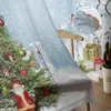 Gardin julgran gåvor jultomten klockor snöflingor tyll ren gardiner vardagsrum sovrum fönster voile organza draperier