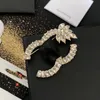 Mode laitons broches designer lettre 18K plaqué or lettres broches broches femmes broche grandes perles vêtements féminins costume alliage broche pour chapeaux classiques