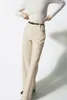 Women's Pants & Capris 2023 Winter High Waist Pu Drape Feeling Simple Wind White Imitation Leather Wide Leg