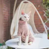 Kostiumy dla kotów zimowe ubrania do rozebranego bawełnianego 4-nogowego płaszcza Sphnx długie rękawy Undershirt Kittens Devon Rex Tosit