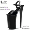 Sandali discoteca sexy pole dance 26 cm gladiatore nero opaco spogliarellista scarpe estate donna modello spettacolo piattaforma tacchi alti
