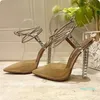 Summer Crystal Decorative High Heeled Sandal 11cm Rhinestone -Conruded Strap Spool Heels Sky High Heel For Women