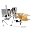 Bar Tools Bar Set Bartender Kit-Stainless Steel 1-9 Piece Bar Tool Set with Stylish Wood Stand-Professional Cocktail Shaker Set Bar Tools 231124