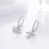 Hoop Earrings Airplane And Moon Micro Shiny Cz For Cute Gold Silver Color Women Fashion Jewelry