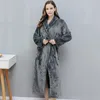 Women's Sleepwear Luxury Ladies Soft Long Collar Fleece Bath Robe Dressing Gown House Coat Nightgowns Bridesmaid Robes Light Purple