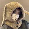 Moda máscaras faciais pescoço gaiter estilo y2k bonito pelúcia longo orelha coelho chapéu para mulheres quente e protetor de orelha balaclava chapéu outono inverno gorro 231124