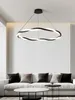 Pendant Lamps Nordic Ceiling Lamp Minimalist Black White Circular Living Room Chandelier Dining LED Height Adjustable