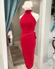 Graduation Midi Dress 2k23 Sheath Hand-Made Rose Lady Cocktail Pageant Interview Winter Formal Event Party Runway Black-Tie Gala Hoco Bridesmaid Halter Open Back